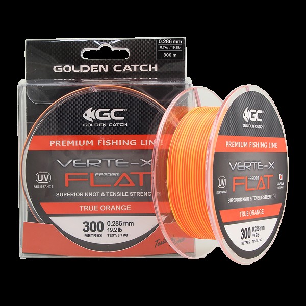 Aukla monofīlā Golden Catch Verte-X Flat 300m 0.331mm fluorescējoša, oranža