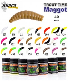 Silikona māneklis AKARA SOFTTAIL «Trout Time MAGGOT» Garlic (40 mm, krāsa 02T, iep. 10 gab.)