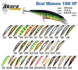 Vobleris AKARA «Best Minnow» 100 SP (15 g, 100 mm, krāsa A190, iep. 1 gab.)