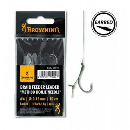 Крючки с поводком Browning Braid Feeder Leader Method Boilie Needle Bronze *4 0.14мм