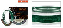 Леска AKARA «Ultra Light 4X 100» (плетёная, зелёный, 100 м, 0,080 мм, 4,50 кг, упак. 1 шт.)