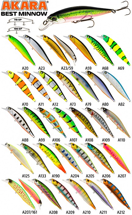Воблер AKARA «Best Minnow» 110 SP (17 гр., 110 мм, цв. A207/161, упак. 1 шт.)
