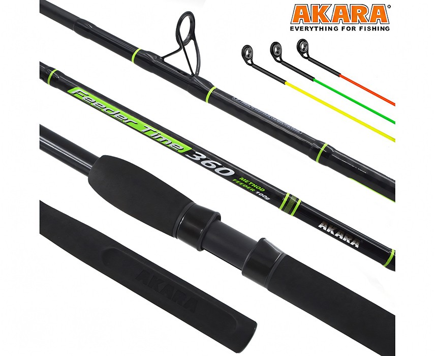 Makšķerkāts AKARA Feeder Time «METHOD Feeder TX-40» 3X (saliek., 3,60 m, oglekļšķ., tests: 60-80-100 g)___ ! NEW !