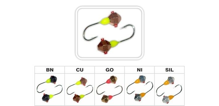 Mormiška «LODĪTE» Nr. 50 CP (kembriks, fosfors) ar caurumu (5 mm, 1 g, krāsa: GO, iep. 5 gab.)