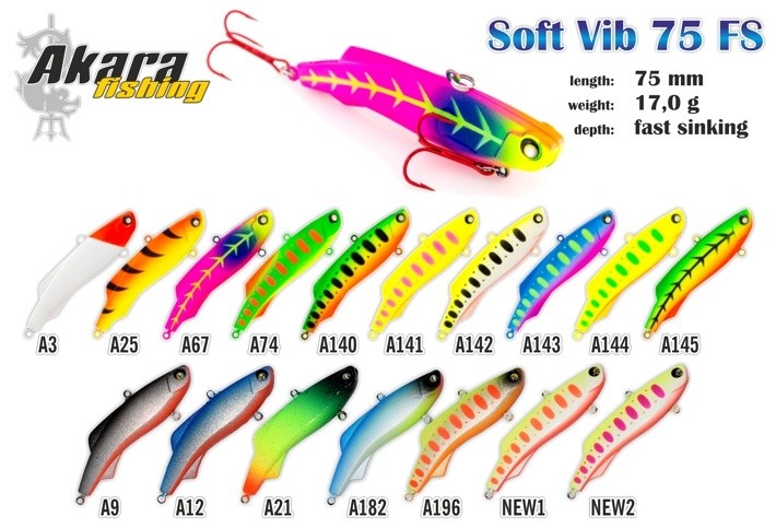 Vobleris AKARA «Soft Vib» 75 FS (17 g, 75 mm, krāsa A21, iep. 1 gab.)