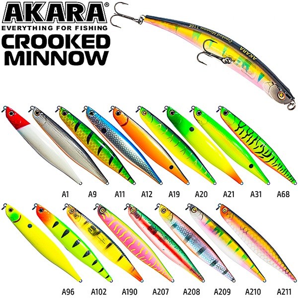 Vobleris AKARA «Crooked Minnow» 90 F (7 g, 90 mm, krāsa A59, iep. 1 gab.)