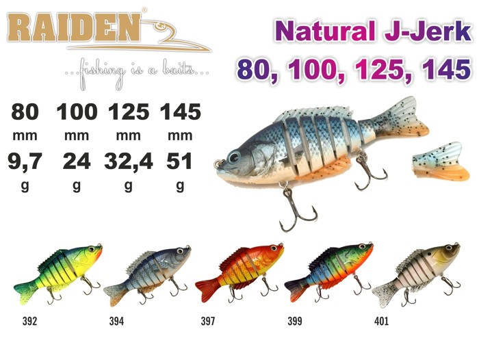 @ Vobleris RAIDEN «Natural J-Jerk» 125 S (32,4 g, 125 mm, krāsa 397, iep. 1 gab.) | atlaides nav!