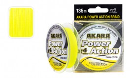 Леска AKARA «Power Action X-4 Yellow 135» (плетёная, жёлтый, 135 м, 0,160 мм, 10,50 кг, упак. 1 шт.)