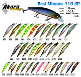 Vobleris AKARA «Best Minnow» 110 SP (17 g, 110 mm, krāsa A99, iep. 1 gab.)