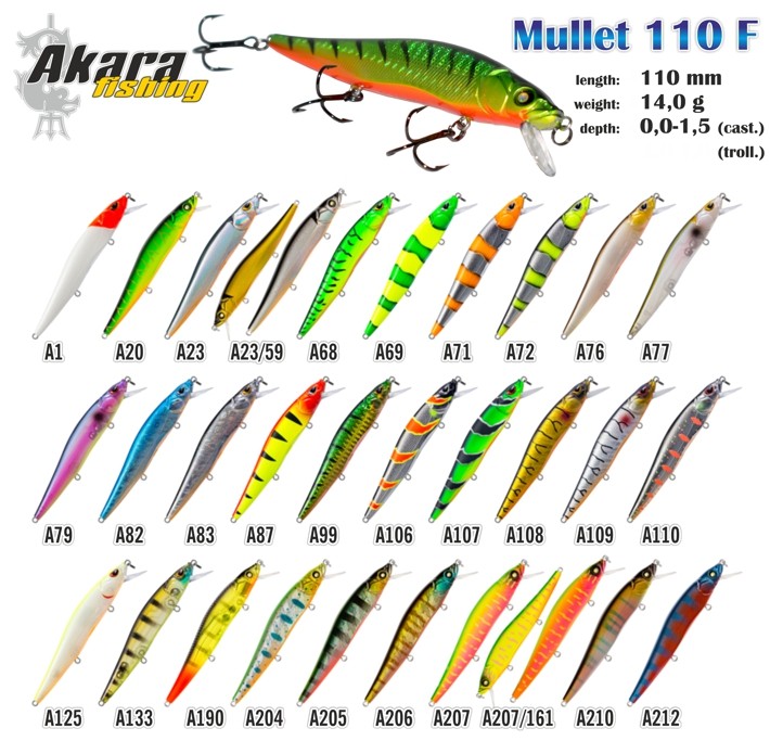 Воблер AKARA «Mullet» 110 F (14 гр., 110 мм, цв. A212, упак. 1 шт.)