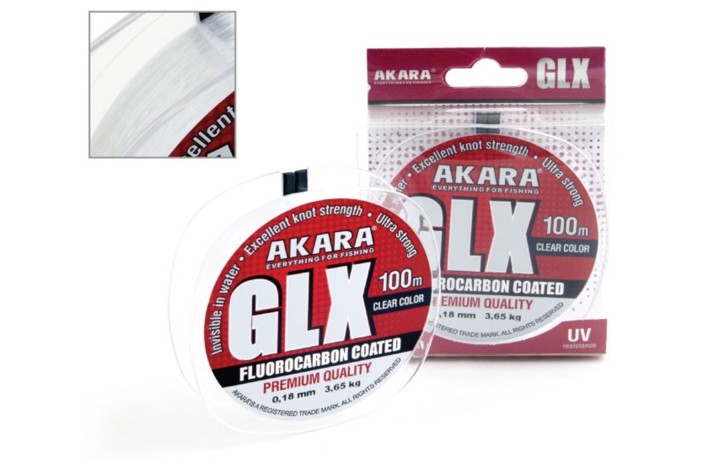 Aukla AKARA «GLX Premium Clear 100» (mono, caursp., 100 m, 0,275 mm, 7.5 kg, iep. 1 gab.)