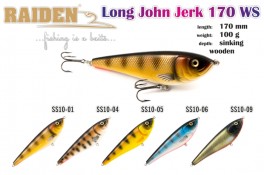 @ Vobleris RAIDEN «Long John Jerk» 170 WS (100 g, 170 mm, krāsa SS10-01, iep. 1 gab.) koks | atlaides nav!