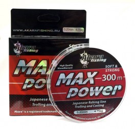 Aukla AKARA «Max POWER 300» (mono, caurspīdīga, 300 m, 0,600 mm, 27,40 kg, iep. 1 gab.)