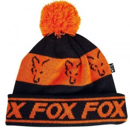 Cepure Fox Lined Bobble melna/oranža