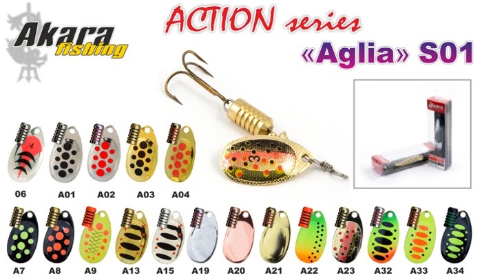 Блесна AKARA «Aglia II» Action S01 RT (вертушка, 1,5 гр., № OO, цв. A21, упак. 1 шт.)
