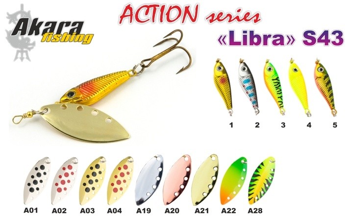 Māneklis AKARA «Libra II» Action S43 RT (rotējošs, 18 g, Nr.5, krāsa: A21-5, iep. 1 gab.)